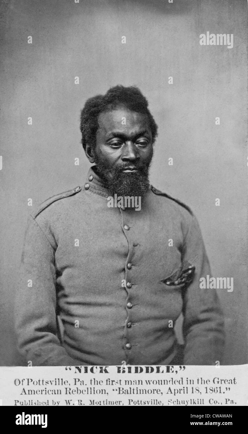Nicholas Biddle, an African American Union soldier was the first man wounded in the Civil War.  While serving with the Stock Photo