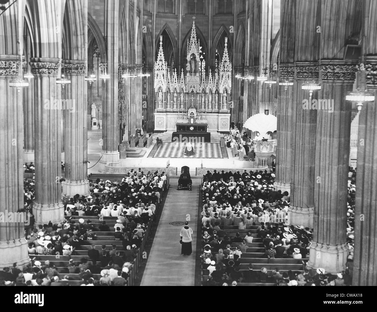 St. Patrick's Cathedral, New York City, during the memorial funeral services for Patrick Cardinal Hayes, September 5, 1938. Stock Photo