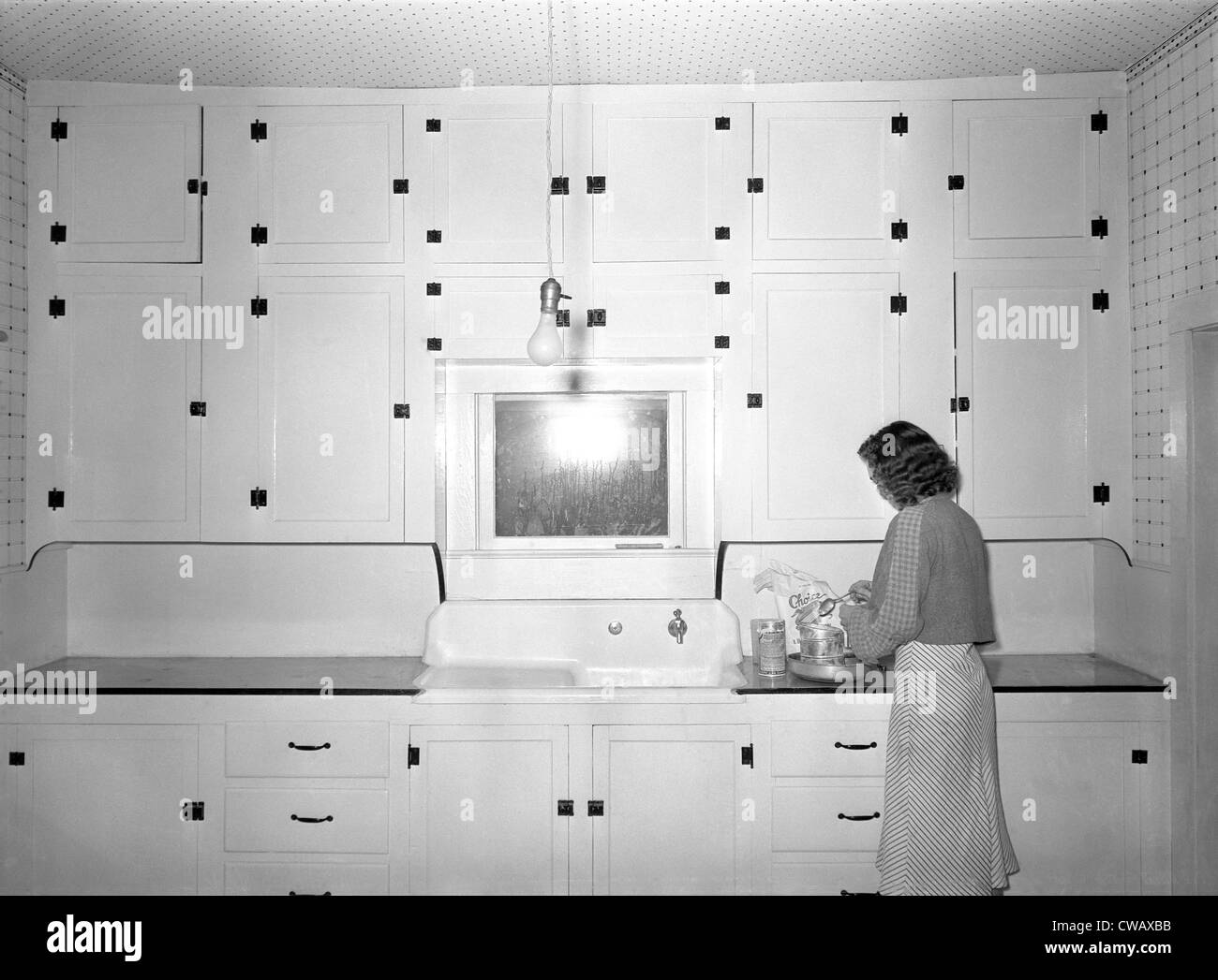 Kitchen of tenant purchase client. Hidalgo County, Texas, by Russell Lee, for the Farm Securities Administration, February 1939. Stock Photo