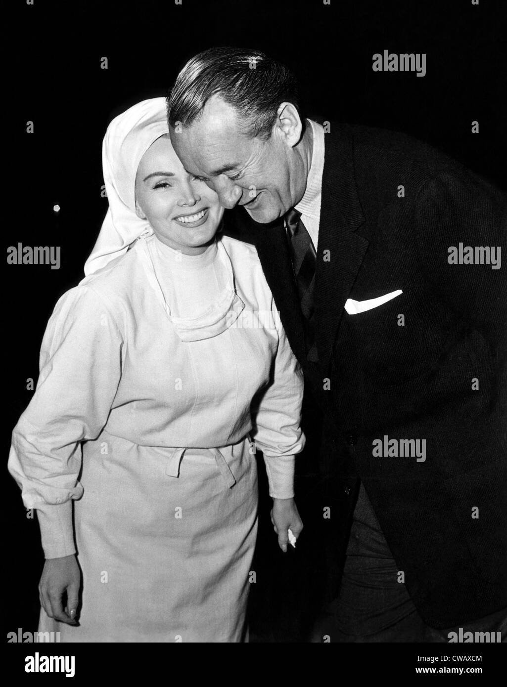 Zsa Zsa Gabor recieves a surprise visit from ex-husband George Sanders on the set of 'THE SECRET DIARY OF JOSEPH STALIN'.CSU Stock Photo