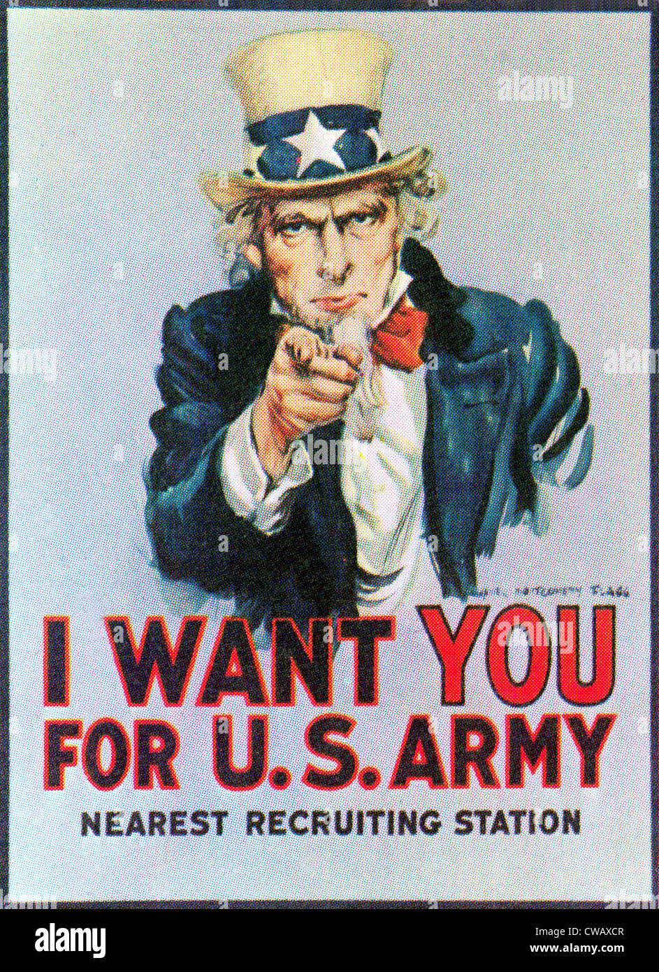 UNCLE SAM 'I Want You' Army recruitment poster from World War I ...