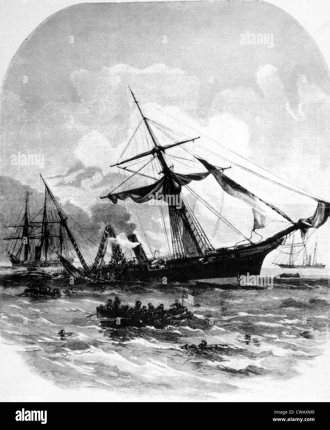Destruction of the Confederate cruiser 'Alabama' off Cherbourg, France, June 19, 1864 Stock Photo