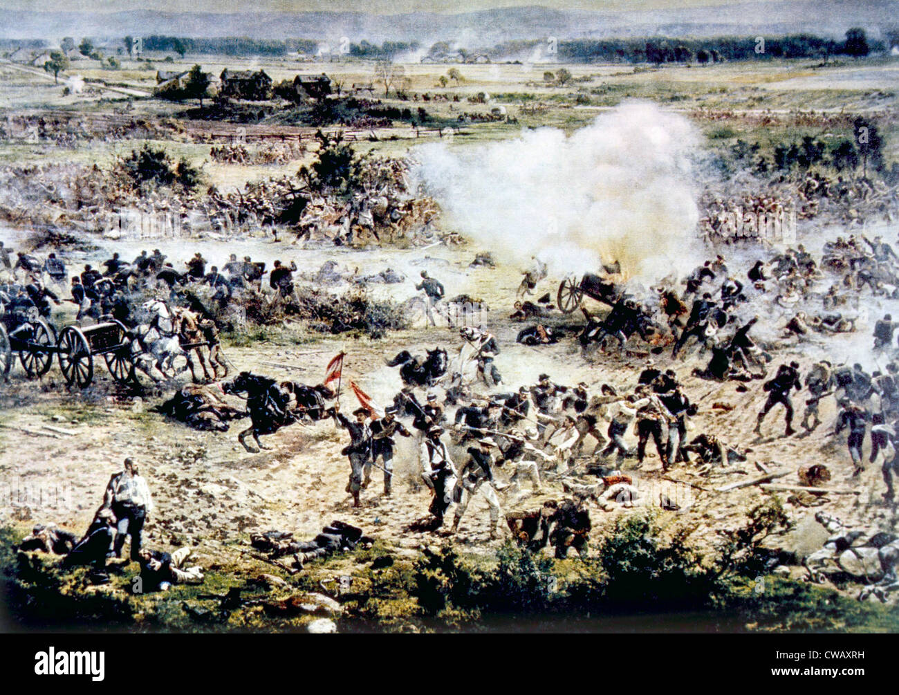 The Battle of Gettysburg, Pickett's charge, July 3, 1863, portion of a panoramic painting by Paul Philippoteaux Stock Photo