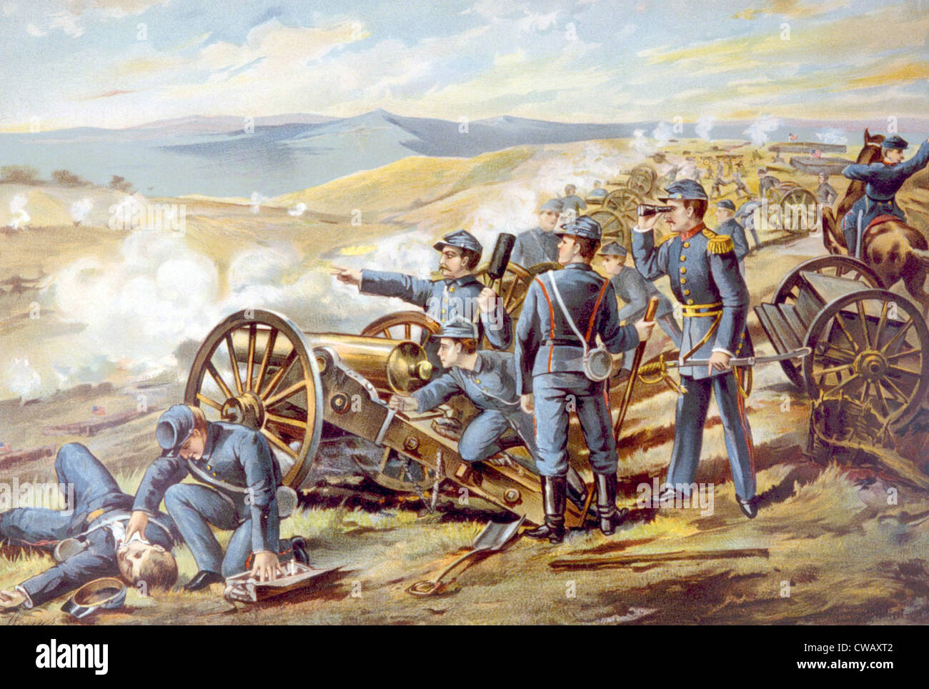 The Battle of Malvern Hill, Union field batteries, 1862 Stock Photo