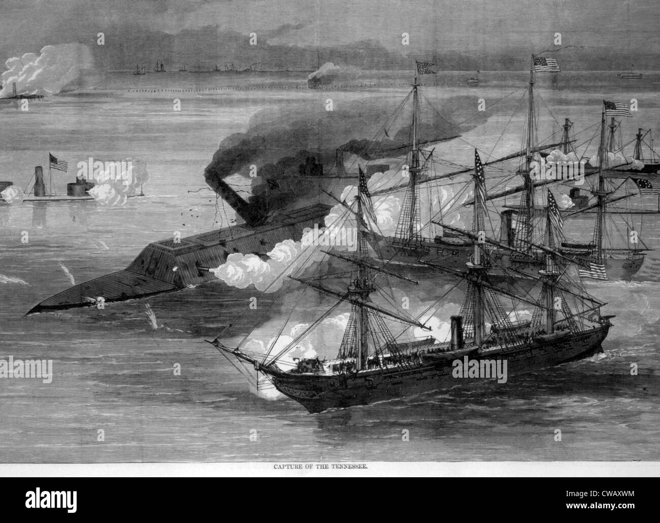 The capture of the Confederate ship CSS Tennessee in mobile Bay, August 5, 1864 Stock Photo