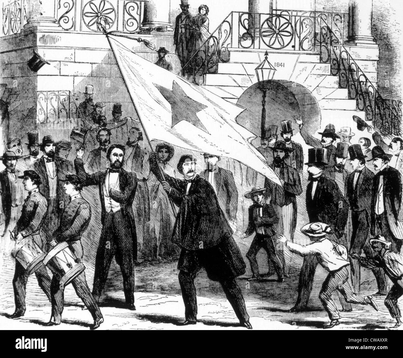 The first states rights flag unfurled by secessionists in Columbia, South Carolina, 1860 Stock Photo