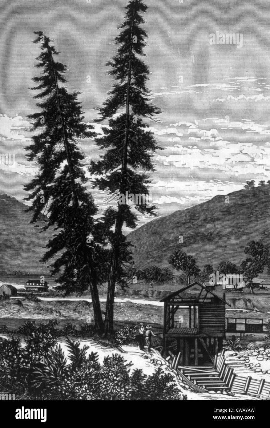 The Gold Rush, Sutter's Mill, California, engraving 1897 Stock Photo