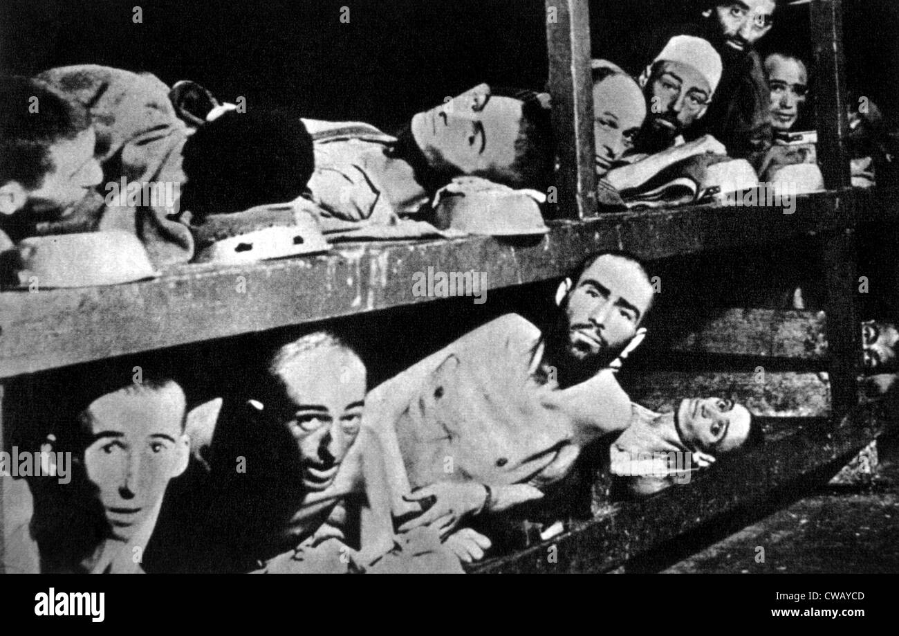 Concentration camp inmates, 1945 Stock Photo
