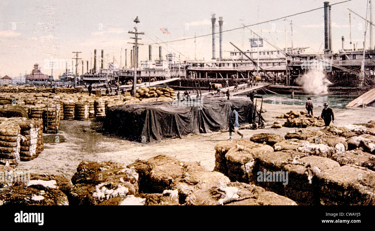 Cotton bales on the levee, New Orleans, 1935 Stock Photo Alamy