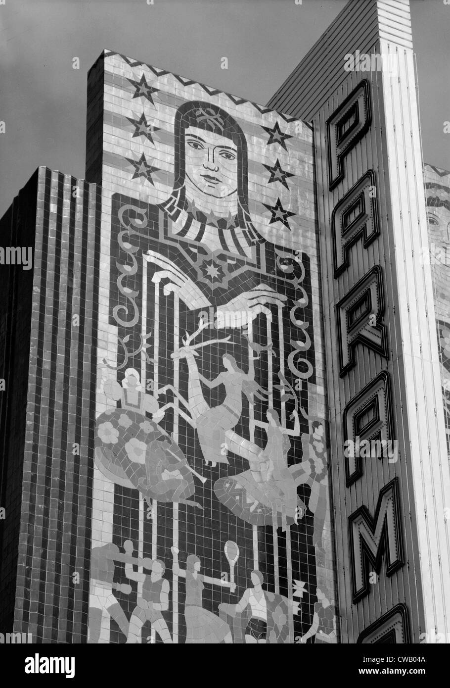 Movie Theaters, The Paramount Theatre, detail of facade, exterior, 2025