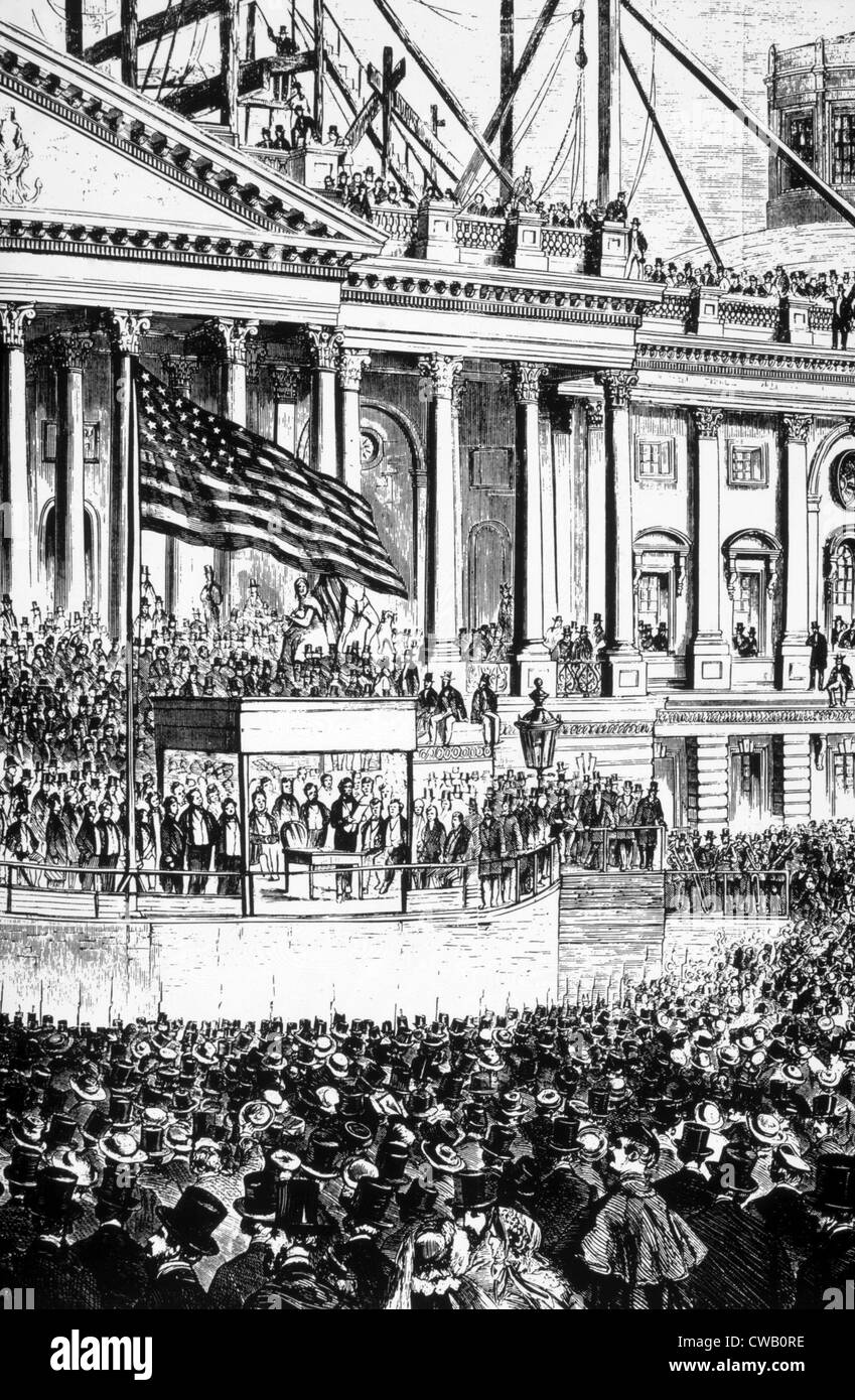 Abraham lincoln taking the presidential oath of office as depicted in