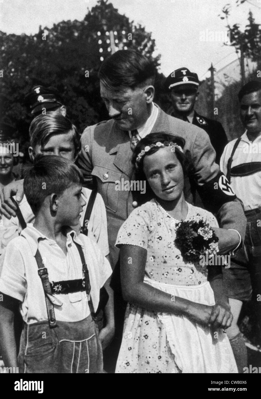 Adolf Hitler with school children during his election campaign, 1932 Stock Photo
