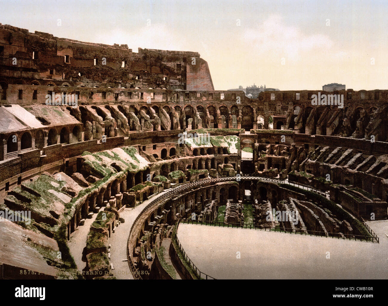 Rome, Interior of the Colosseum at Rome, photochrom, ca 1890s Stock Photo