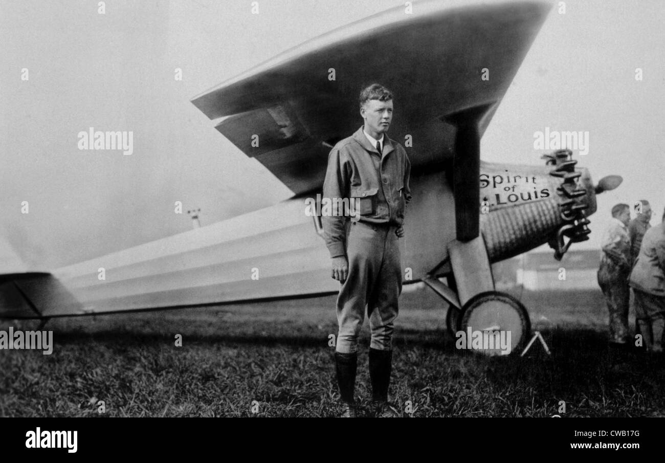 Charles Lindbergh (1902-1974), with the 'Spirit of St. Louis', 1929. Stock Photo