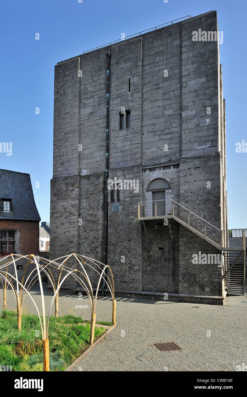 The medieval keep Burbant Tower / Tour Burbant at Ath, Hainaut, Wallonia, Belgium Stock Photo