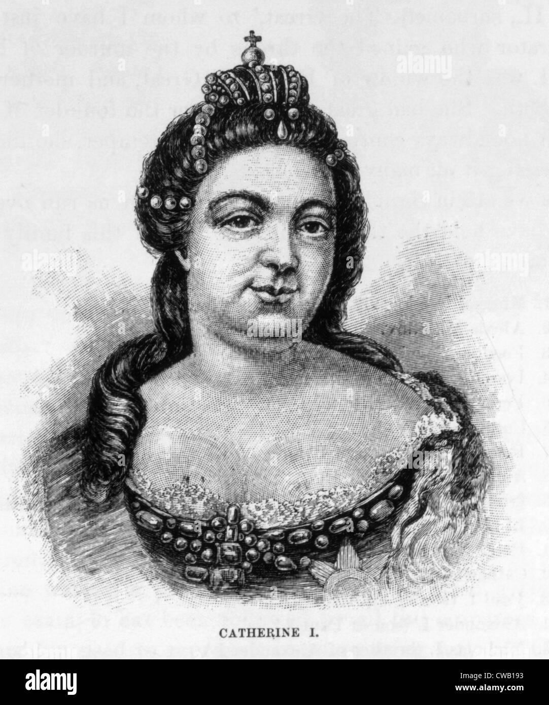 Czarina Catherine I (ca. 1683-1727), Czarina of Russia (1725-1727), engraving 1886 Stock Photo