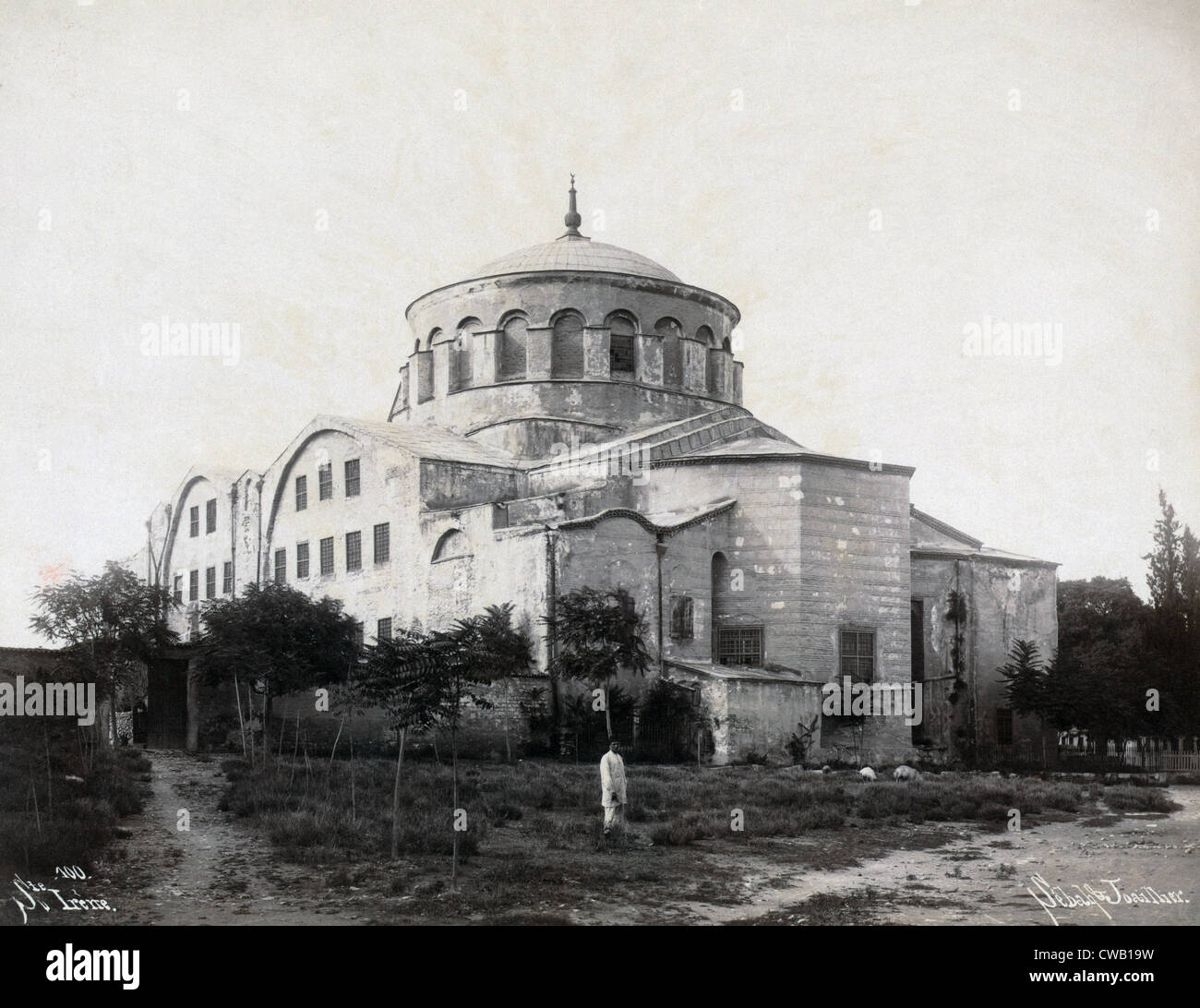 Exterior of the 4th century Hagia Irene, built by the Emperor Constantine, Istanbul, Turkey. Albumen print ca 1900. Stock Photo