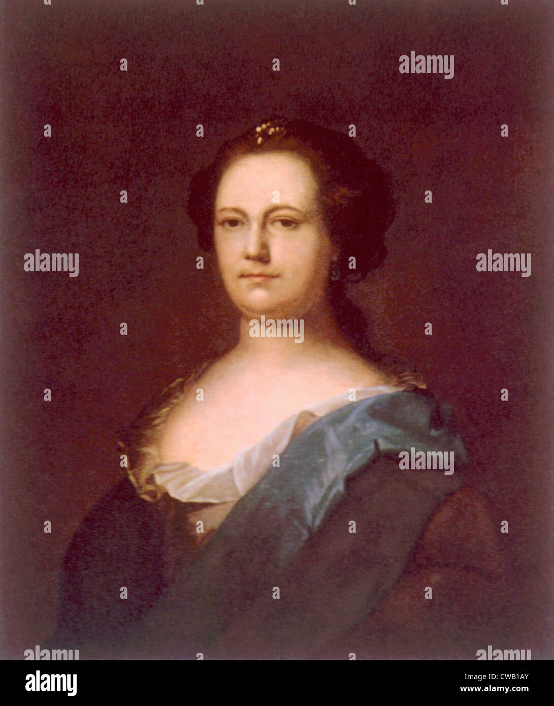 Deborah Read Rogers Franklin (1708-1774), wife of Benjamin Franklin, portrait by Matthew Pratt Stock Photo