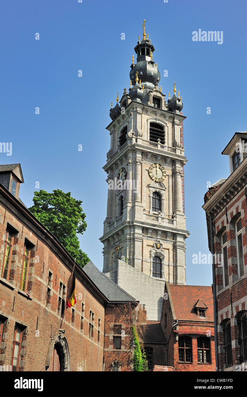 The belfry at Mons, Hainaut, Wallonia, Belgium Stock Photo