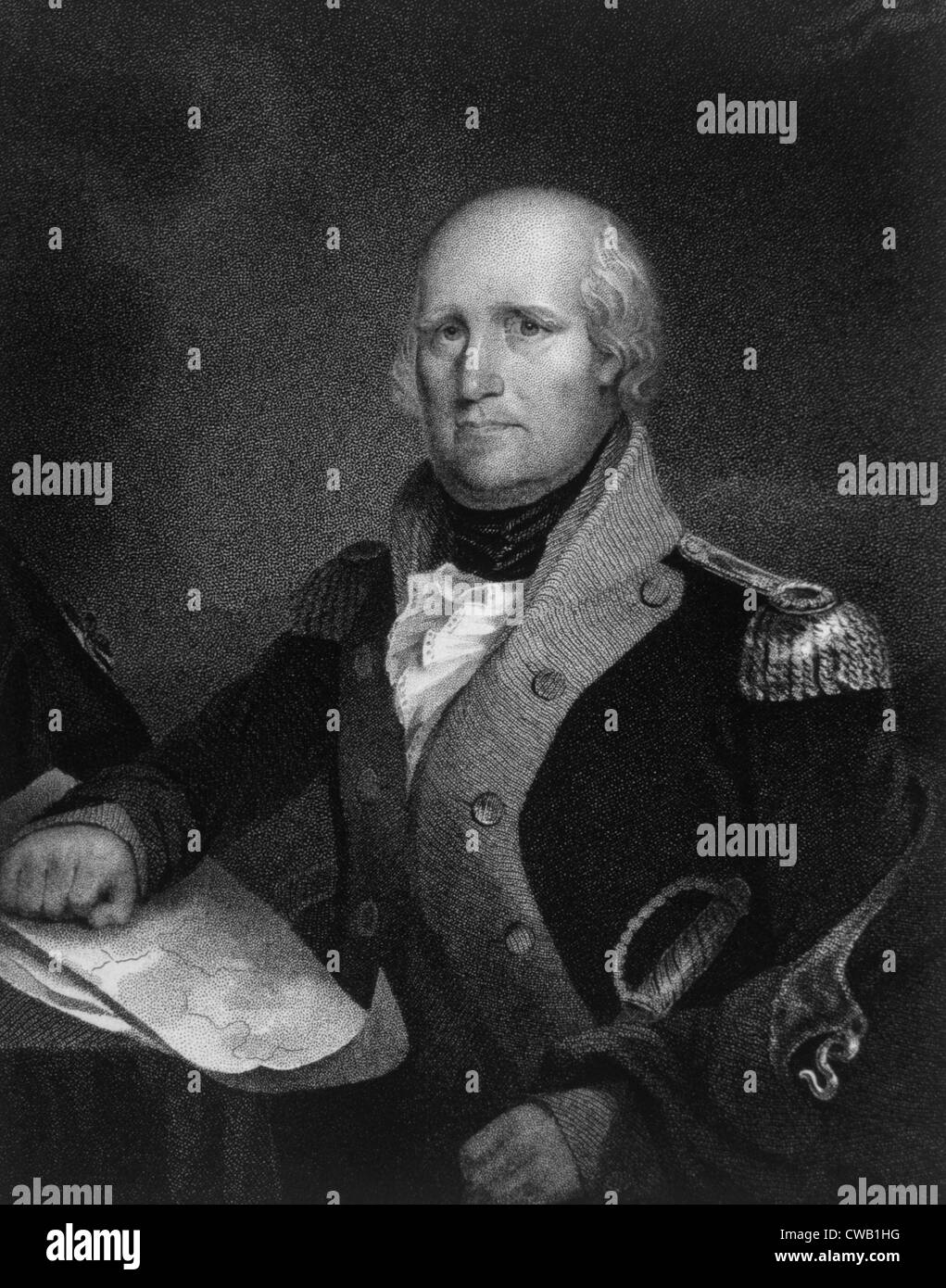 General George Rogers Clark (1752-1818), engraving from 1959 Stock Photo