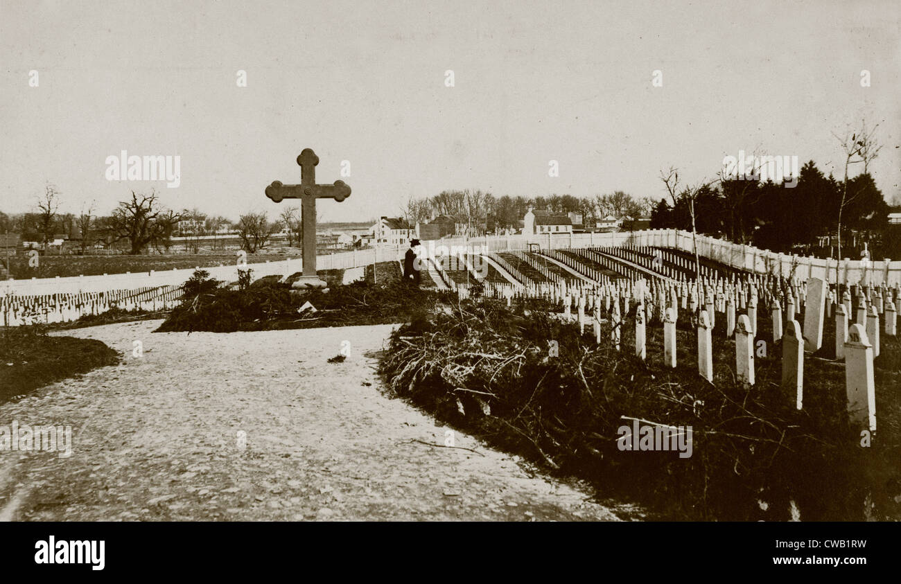 The Civil War, Soldiers' Cemetery, photograph by Andrew J. Russell, Alexandria, Virginia, 1861-1865. Stock Photo