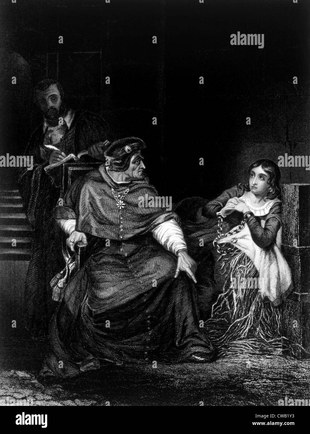 Joan of Arc in prison (1431), engraving after painting by Paul Delaroche, 1882 Stock Photo
