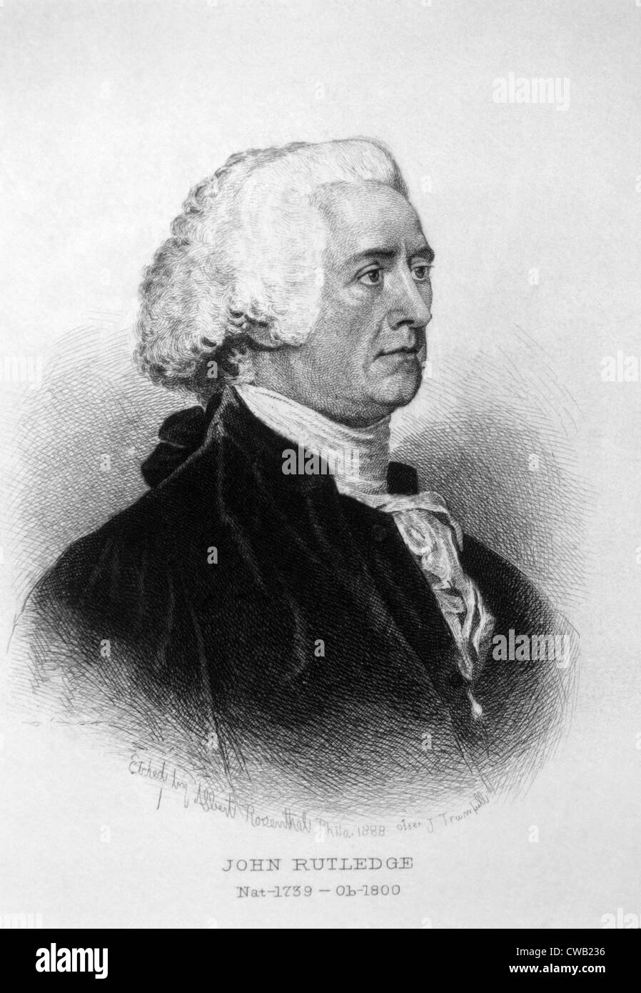 John Rutledge (1739-1800), 2nd Chief Justice of the U.S. Supreme Court (1795), engraving 1889 Stock Photo