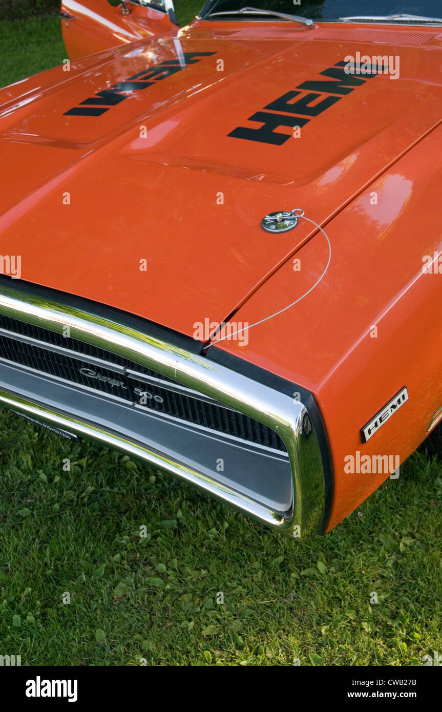 dodge charger classic muscle car cars hemi 500 orange 1969 Stock Photo