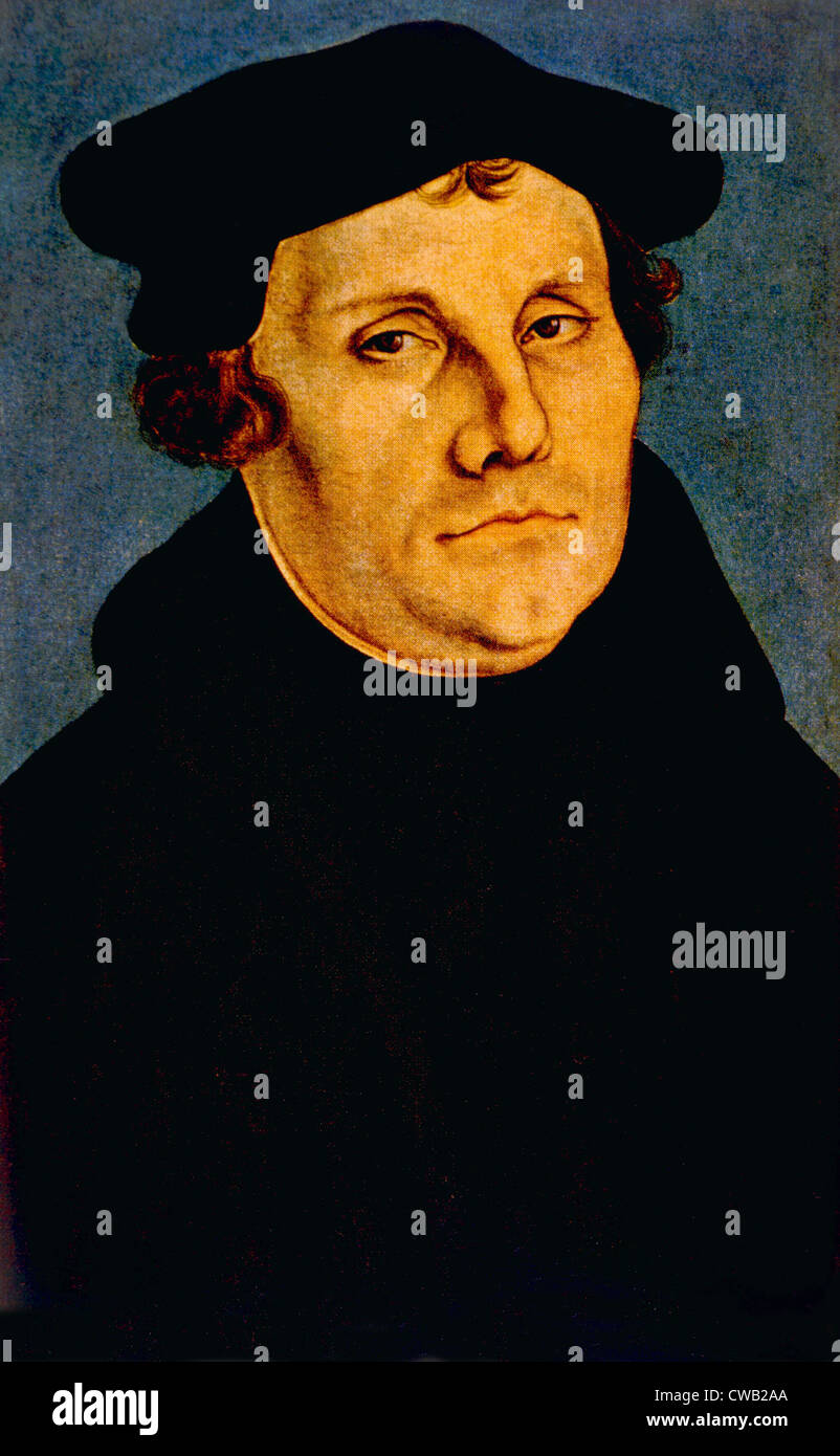 Martin Luther (1483-1546), portrait by Lucas Cranach, 1529 Stock Photo
