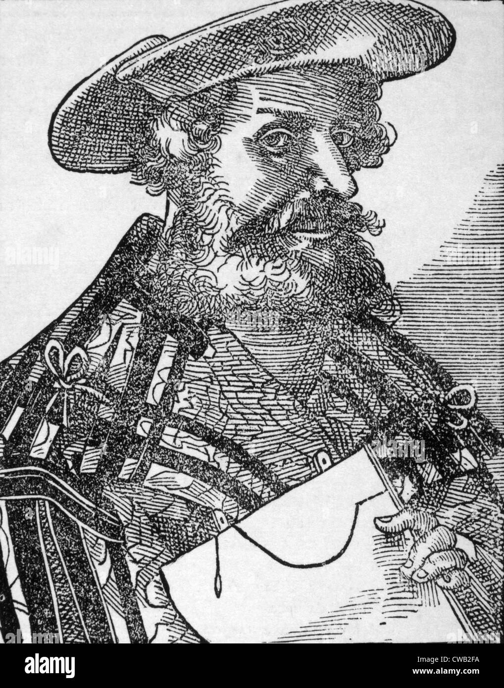 Woodcut portrait of Claudius Ptolemy (90-168AD) & Astronomia the