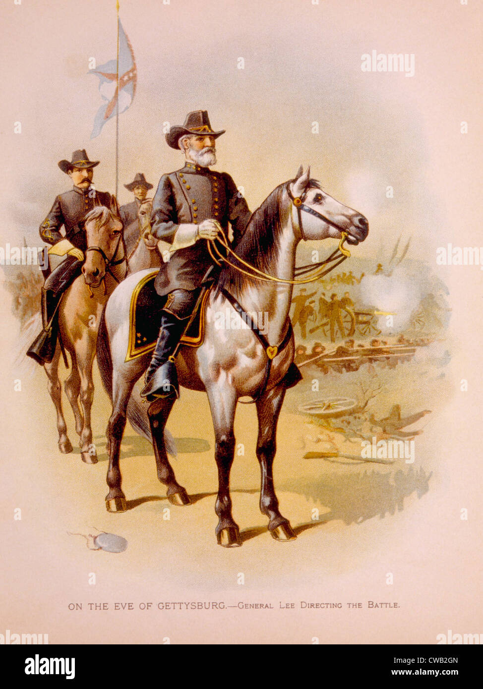 General Robert E. Lee directing the Battle of Gettysburg, 1863, chromolithograph 1897 Stock Photo
