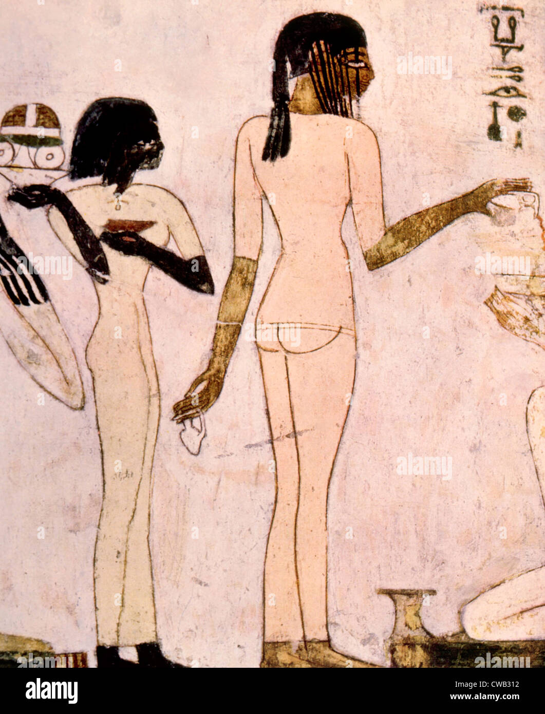Painting of serving maidens from the tomb of Rekhmire in Thebes, Egypt Stock Photo