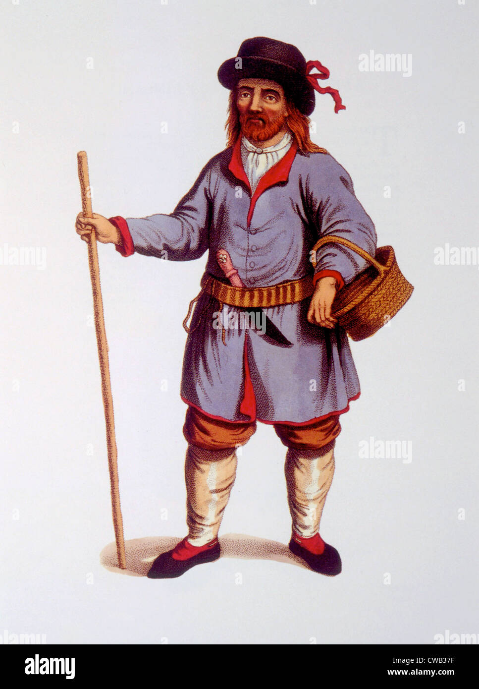 Peasant man of Finland. hand-colored engraving from Costumes of the Russian Empire, 1803. Stock Photo