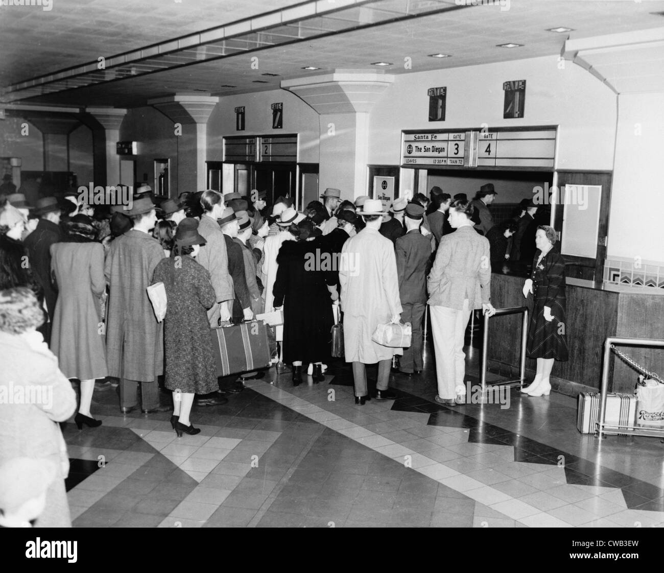 Los Angeles, Union Station interior, California, circa 1940s. Stock Photo