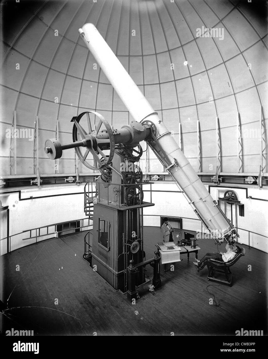 Astronomy, The 26-inch telescope of the US Naval Observatory.  When it was first installed in 1873 it was the largest Stock Photo