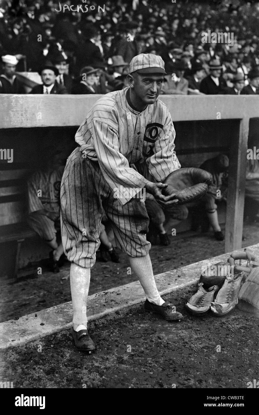 Shoeless Joe Jackson, pretending to be a catcher, Chicago White Sox, 1919 Stock Photo