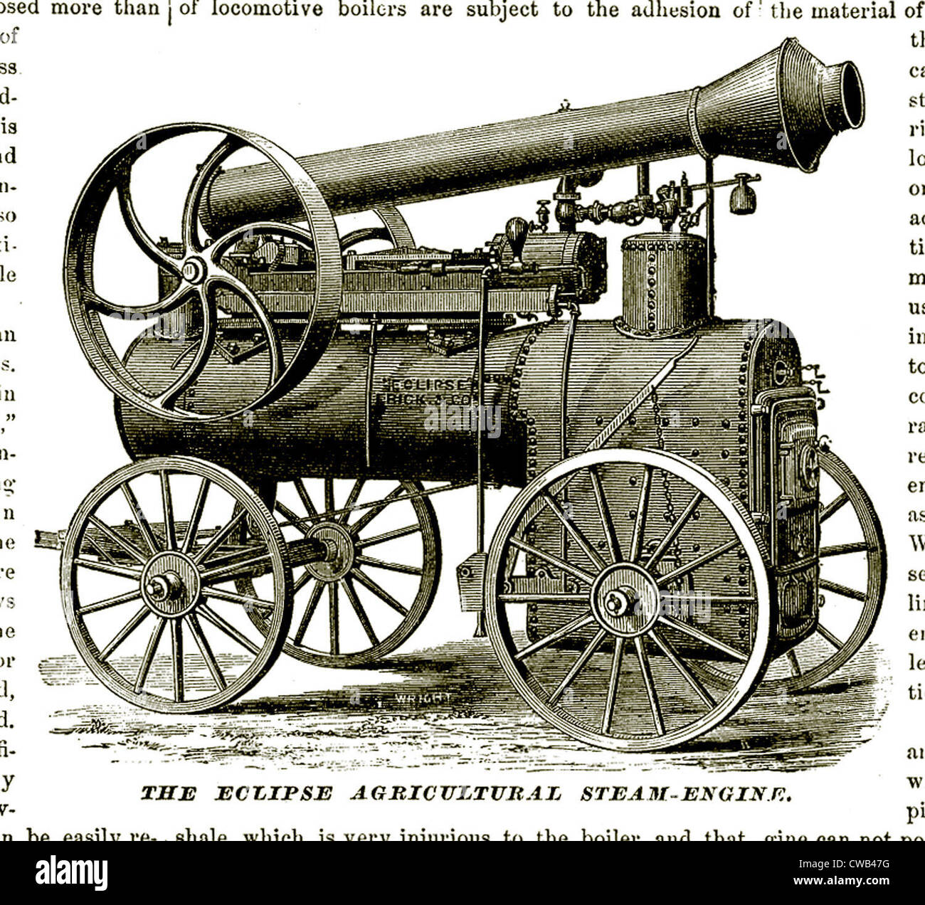 The Frick 'Eclipse' Agricultural Steam-Engine; engraving, 1874 Stock Photo