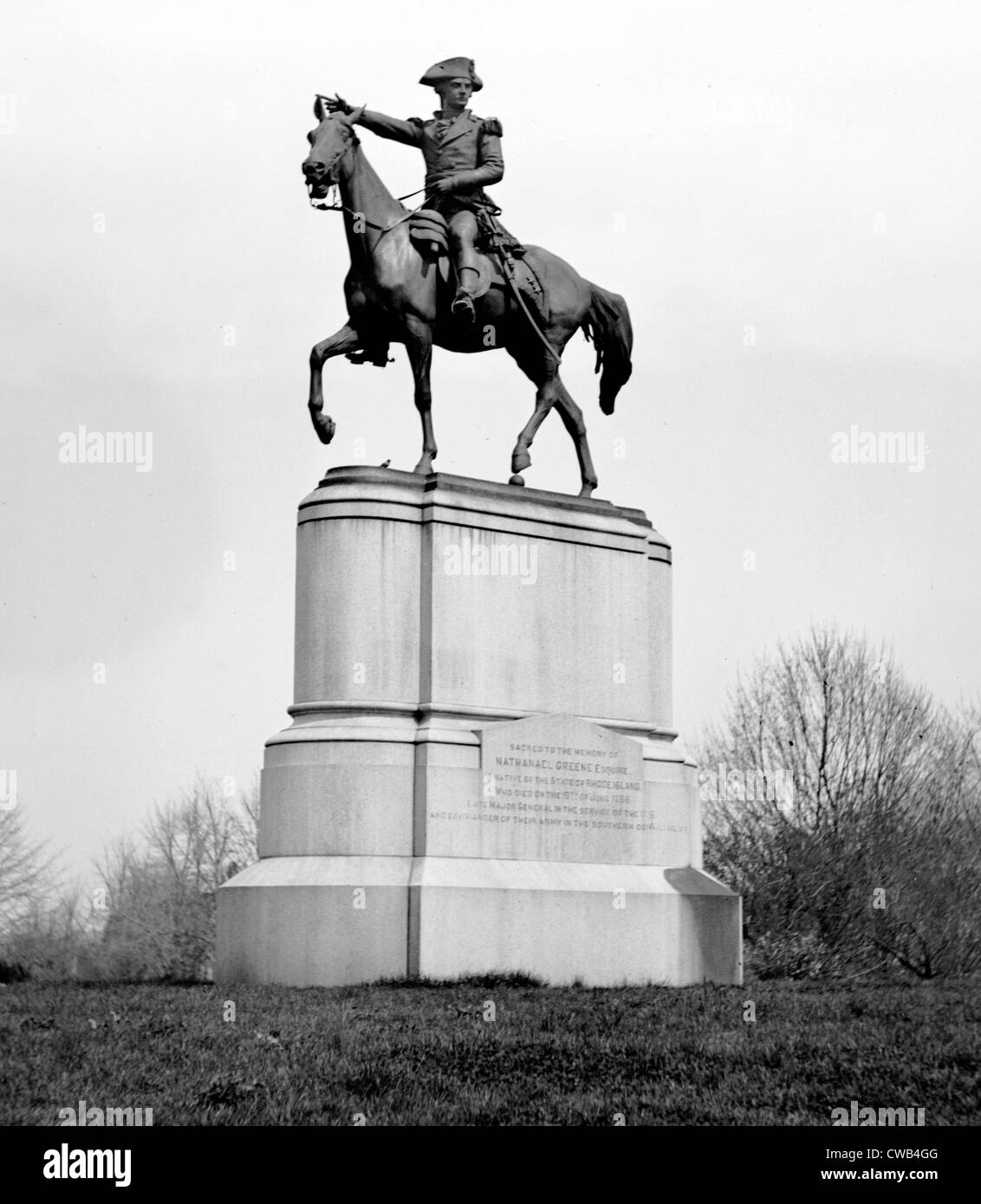 The American Revolution. An equestrian statue of Major General Nathanael Greene at  Stanton Square in Washington, DC. Stock Photo
