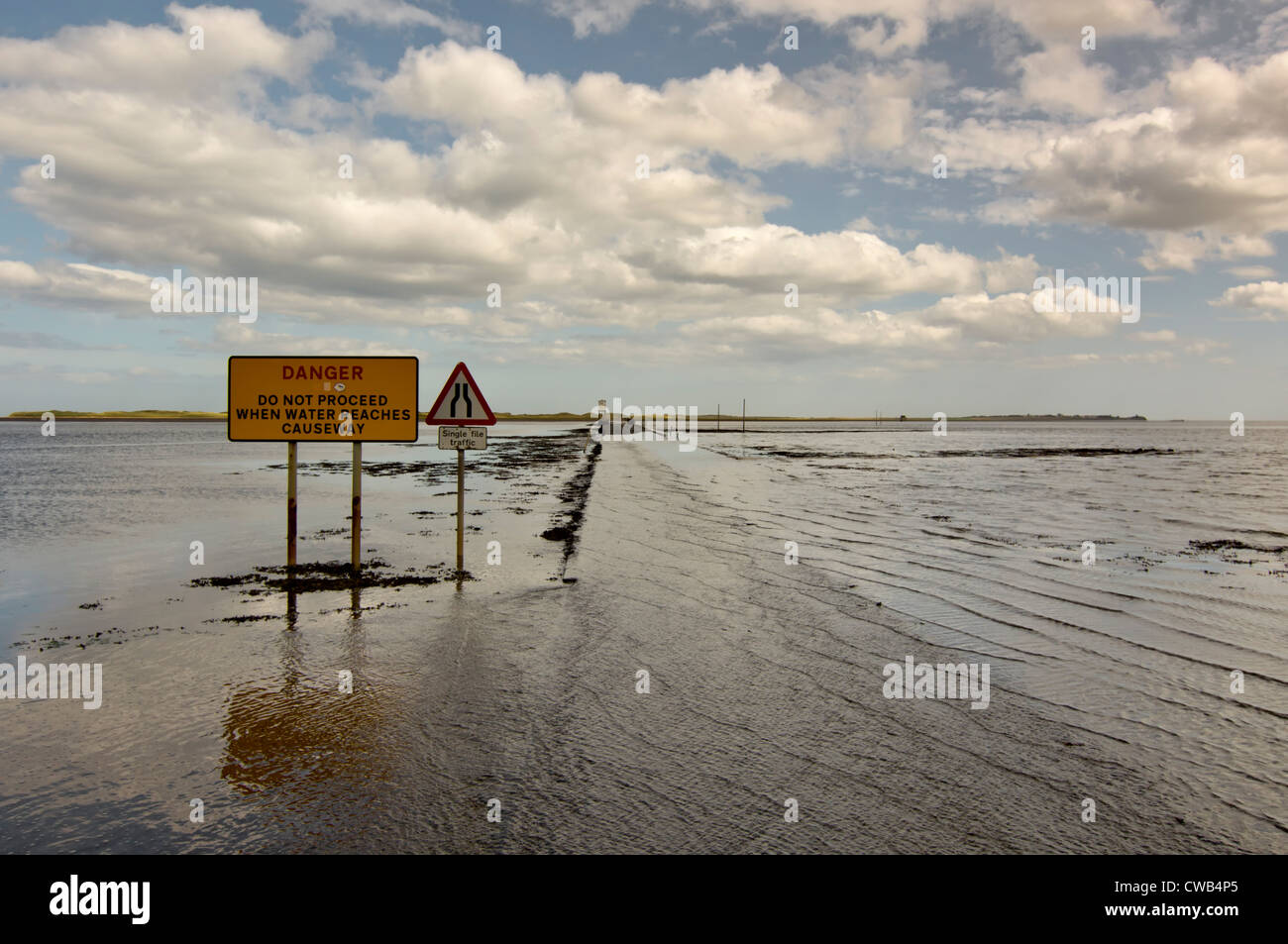 North sea water lindisfarne causeway hires stock photography and