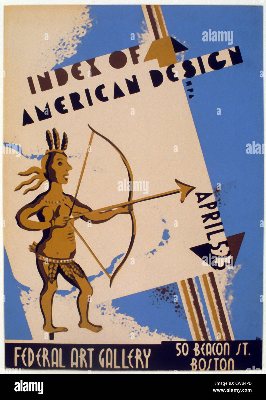 Poster for Federal Art Project exhibition of art work from the 'Index of American Design,' at the Federal Art Gallery, 50 Stock Photo