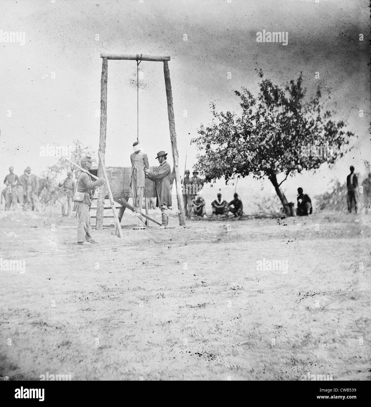 The Civil War, an executed African American man, title: 'The hanged body of William Johnson, A negro soldier', Jordan's Farm, Stock Photo