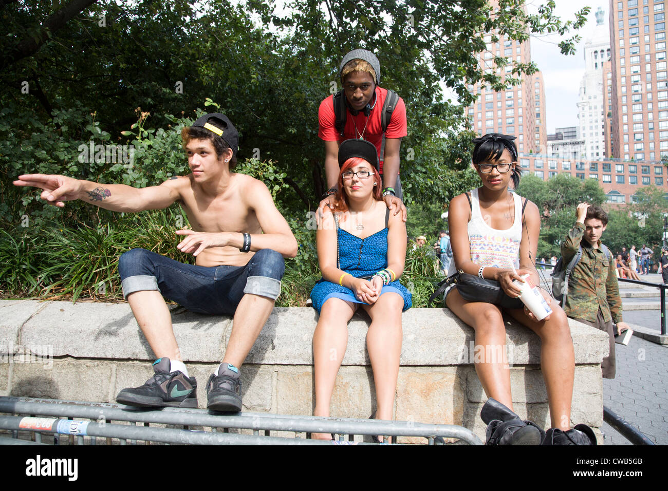 A few young "Punks" hanging out at Union Square in New York City Stock