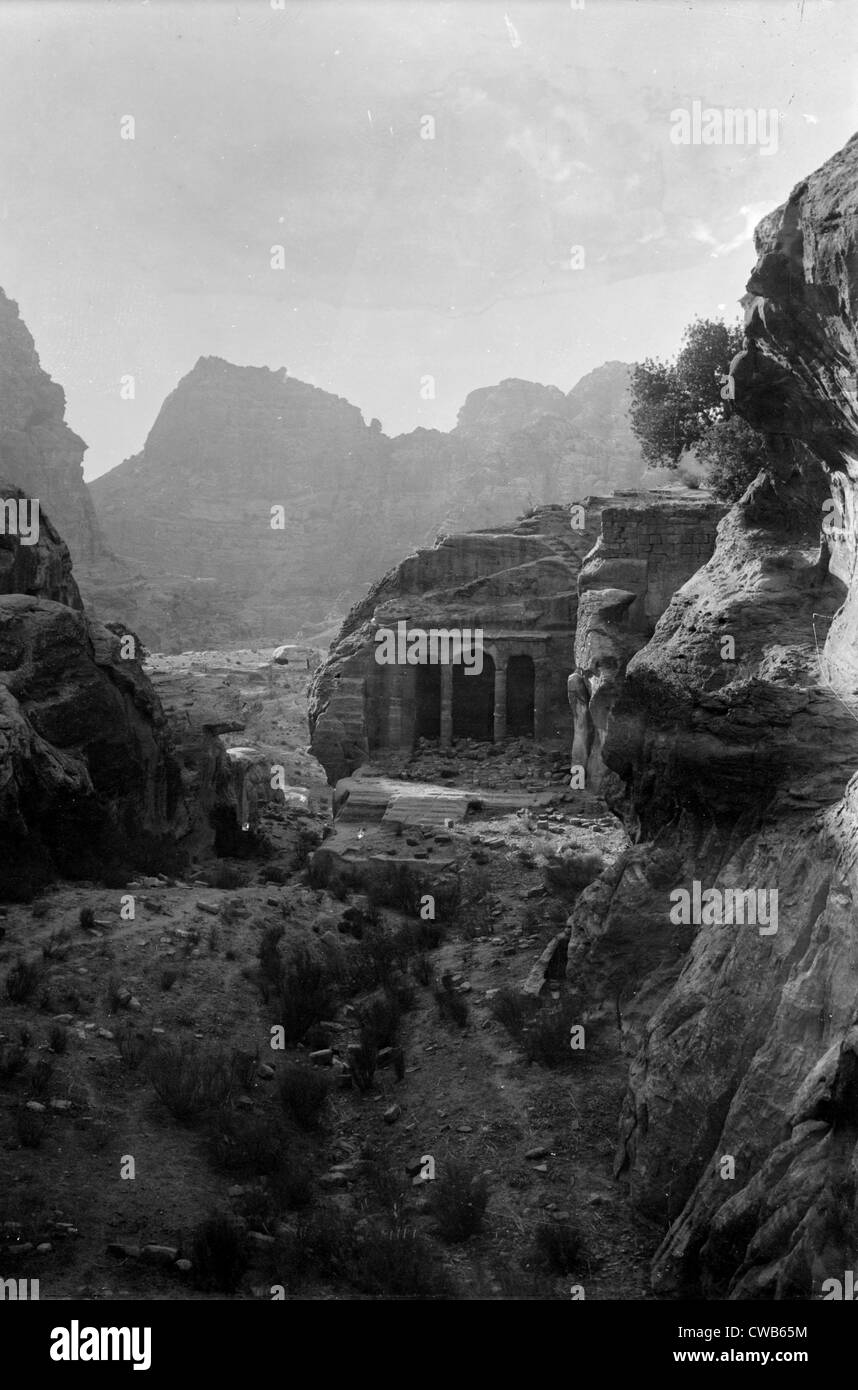 Mount Sinai, Trans-Jordan. Petra, funeral chapel of the Roman style, circa 1898-1946 Stock Photo