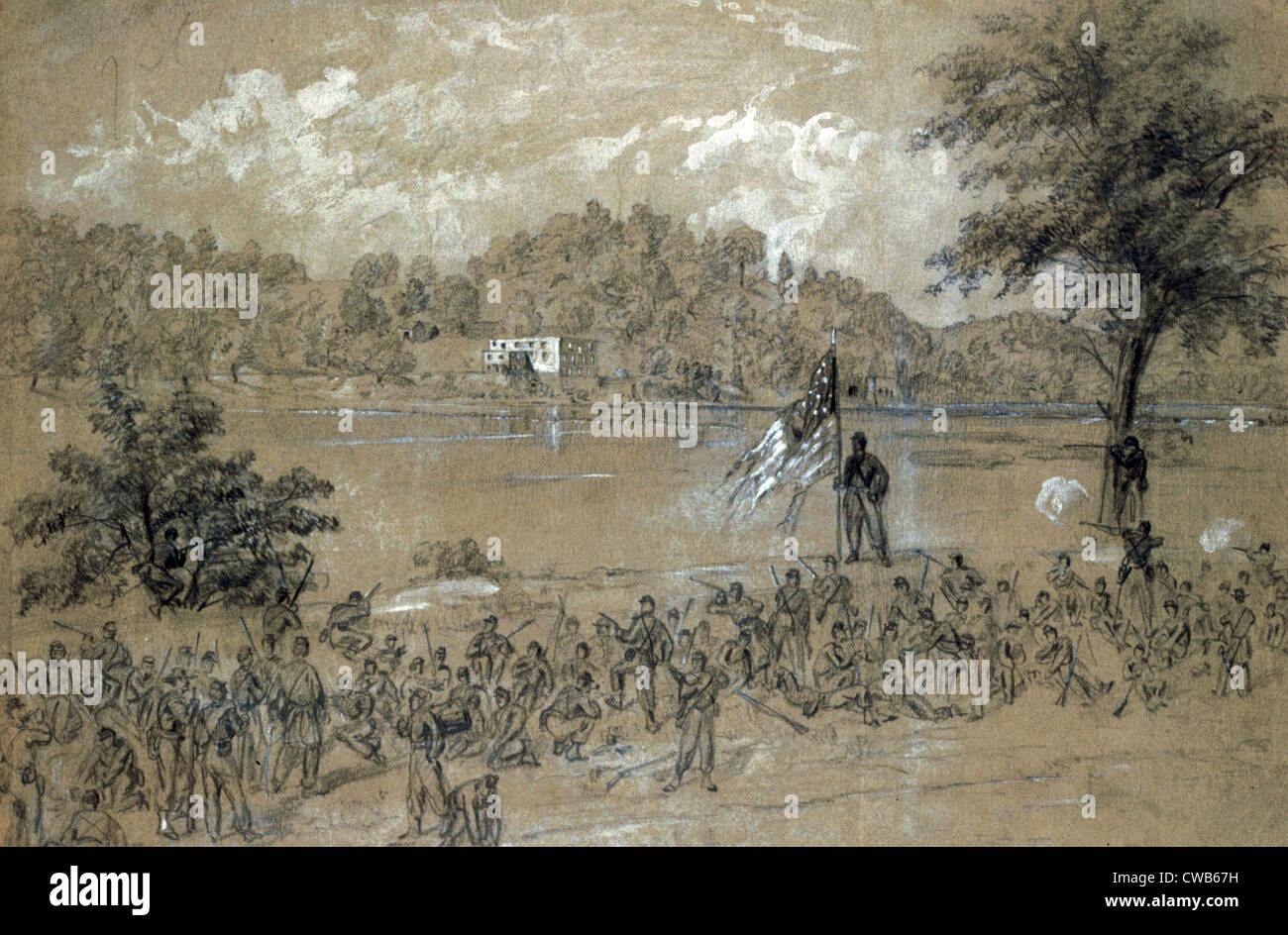 The Civil War. The battle of Shepherdstown, West Virginia. Ford near