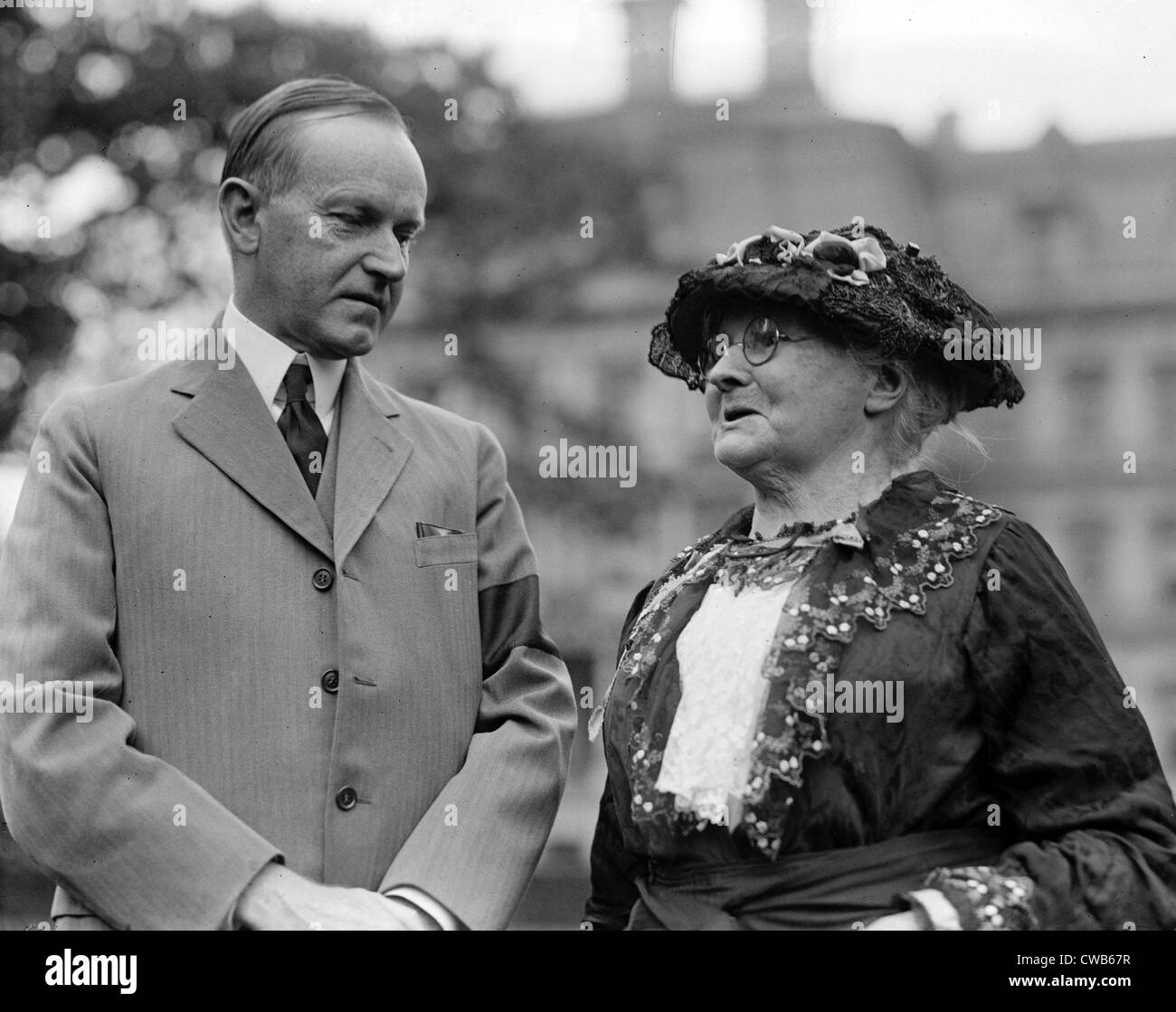 President Calvin Coolidge and Mother Jones. Mary Harris Jones, at the White House, Washington, DC. photo September 26, 1924 Stock Photo