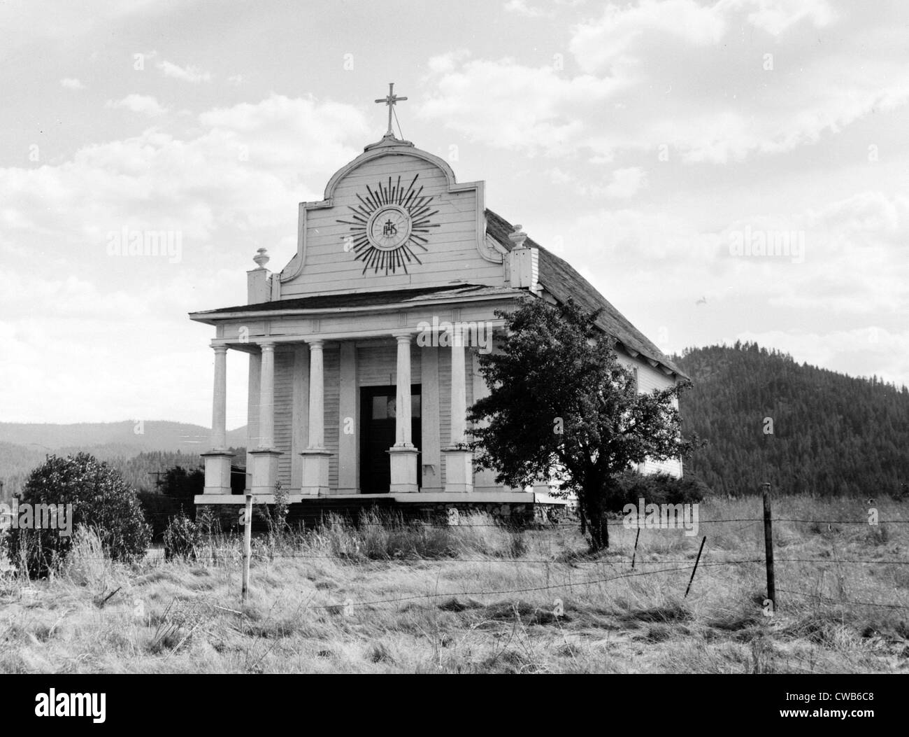 Sacred Heart Mission, the oldest building in Idaho, built ca. 1846. Cataldo, Idaho. 1957 Stock Photo