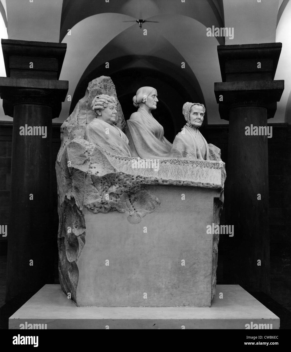 Portrait Monument to Lucretia Mott, Elizabeth Cady Stanton, and Susan B. Anthony, marble sculpture by Adelaide Johnson, 1920 Stock Photo