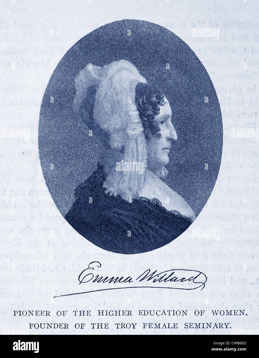Emma Willard, founder of the Troy Female Seminary, engraving ca. 1895 Stock Photo