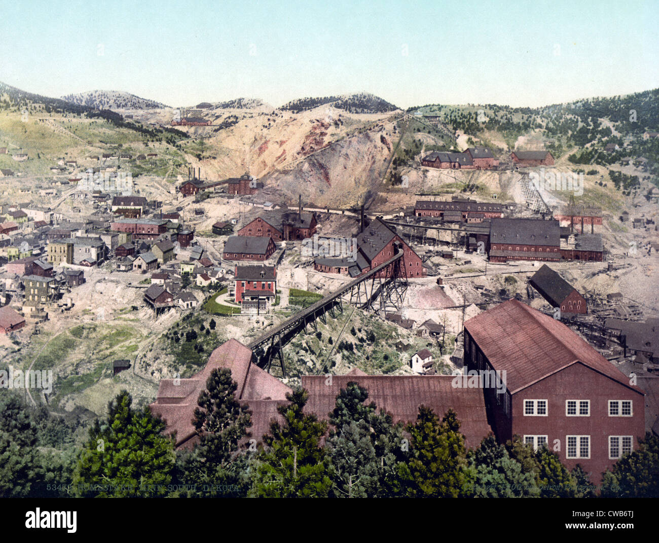 Homestake Mine, South Dakota. photochrom ca. 1900 Stock Photo