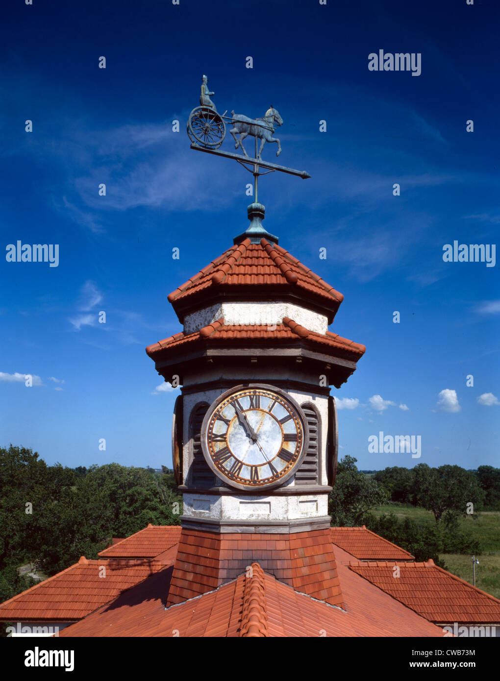 Clock tower and weathervane, Longview Farm, Show Horse Barn, Lees